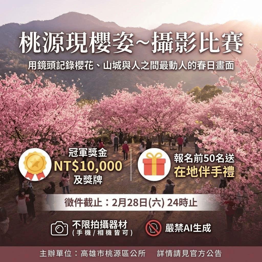 2026桃源櫻花季 寶山二集團櫻花公園 全台最早櫻花綻放 高雄第一的賞櫻聖地 桃源咖啡/山茶美食美景一日遊